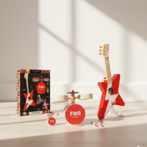 Guitarra+batería en madera