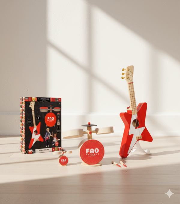 Guitarra+batería en madera